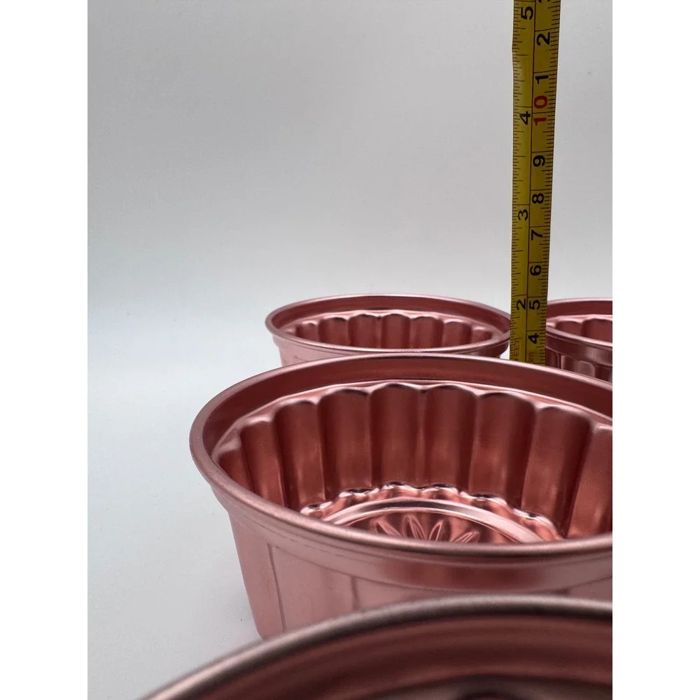 Vintage Rose Gold Aluminum Fruit Jelly Molds Set of 6 Mini Fluted Gelatin Tins